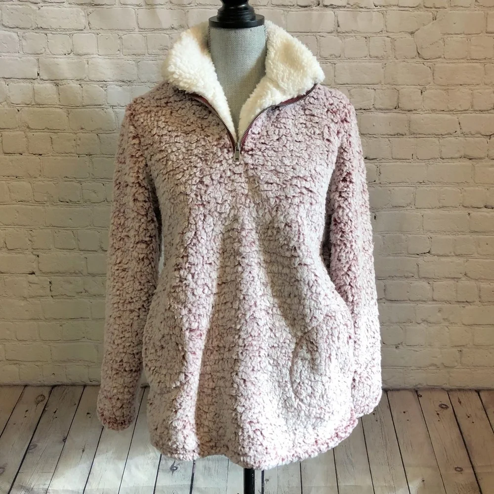 New! Cozy half-zip Sherpa sweater